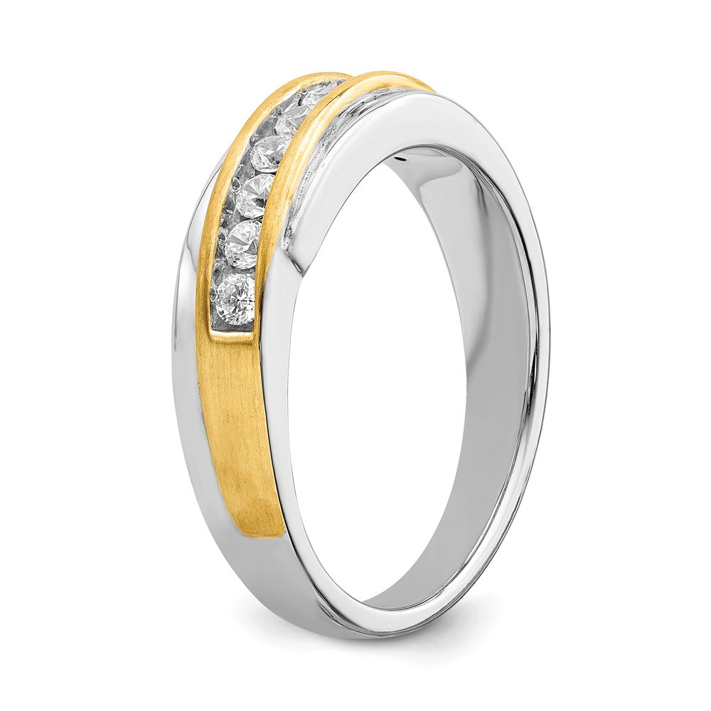 0.40ct. CZ Solid Real 14k White & Yellow Gold Men's Bridal Wedding Band Ring