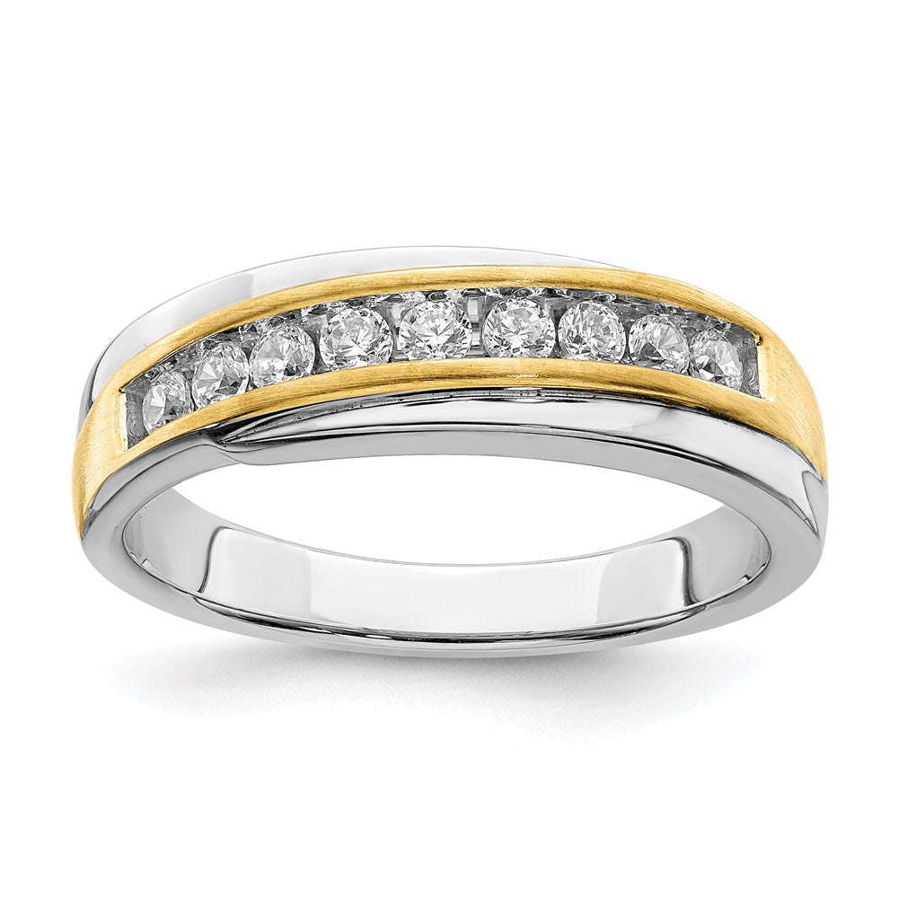 0.40ct. CZ Solid Real 14k White & Yellow Gold Men's Bridal Wedding Band Ring