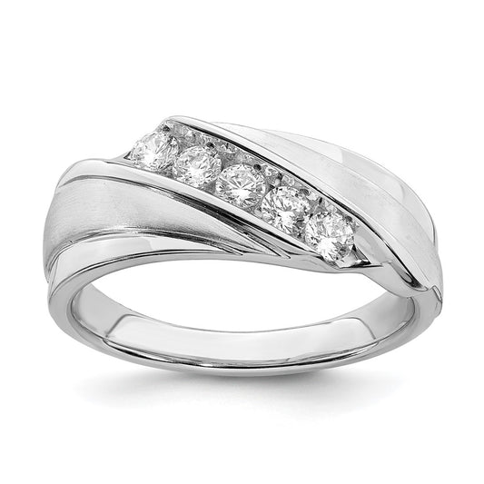 0.50ct. CZ Solid Real 14k White Gold Men's Bridal Wedding Band Ring