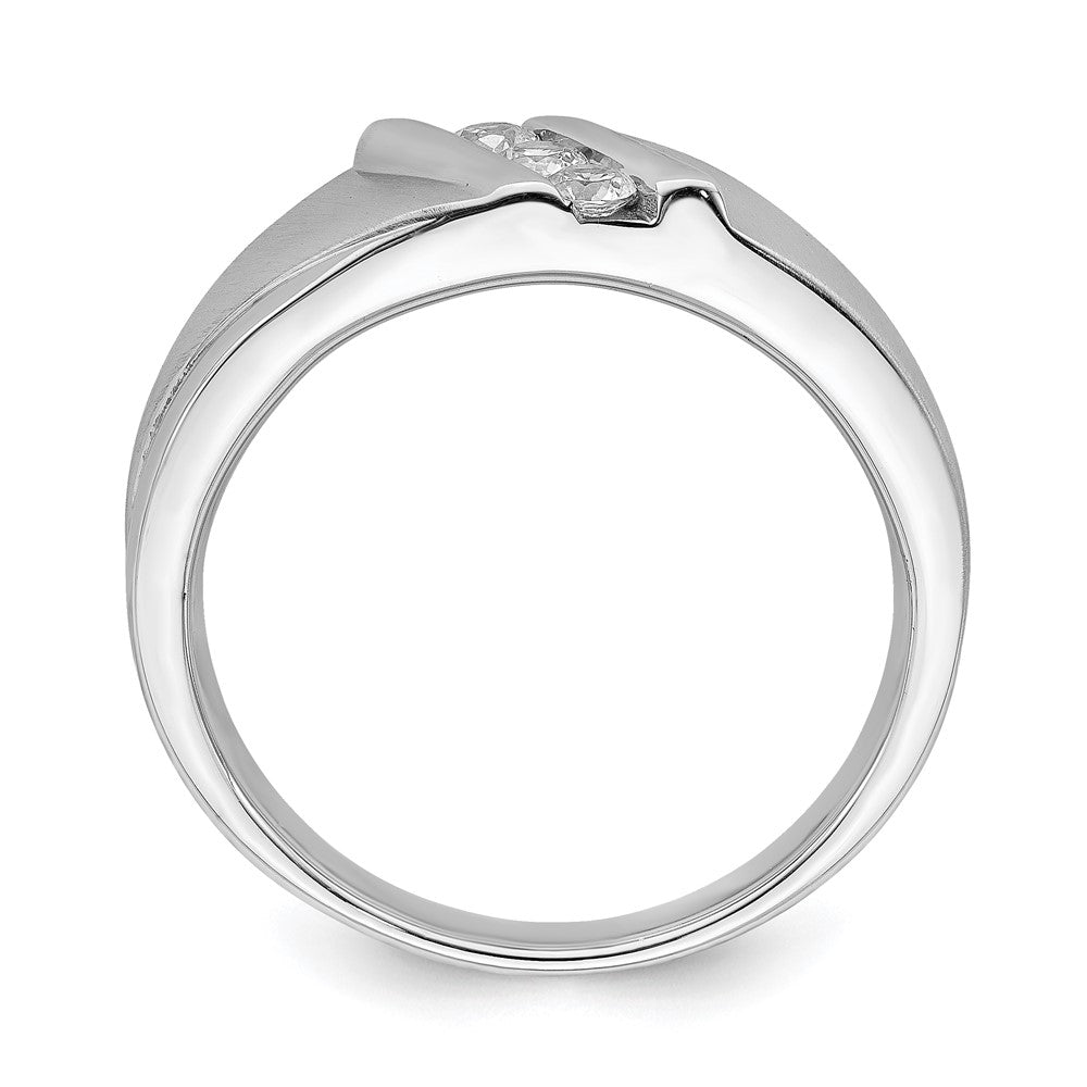 0.24ct. CZ Solid Real 14k White Gold Men's Wedding Band Ring