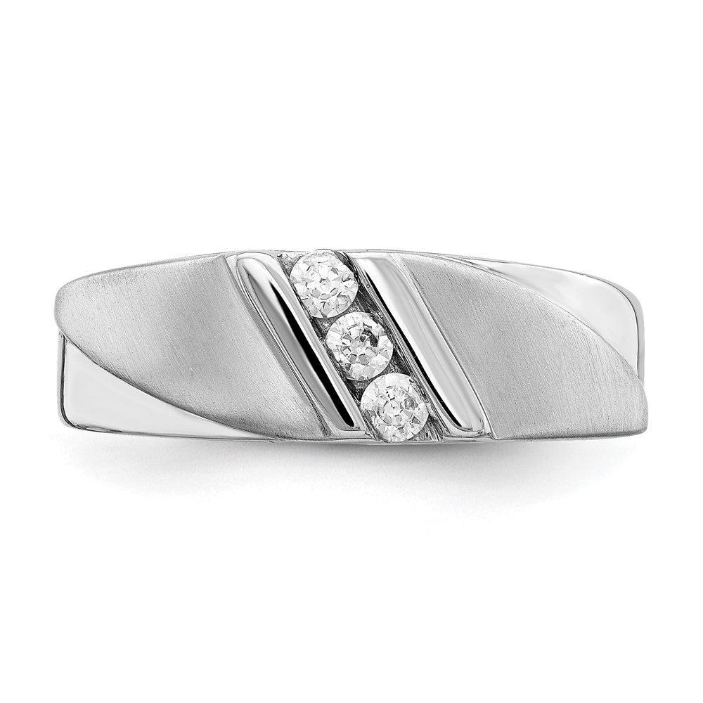 0.24ct. CZ Solid Real 14k White Gold Men's Wedding Band Ring