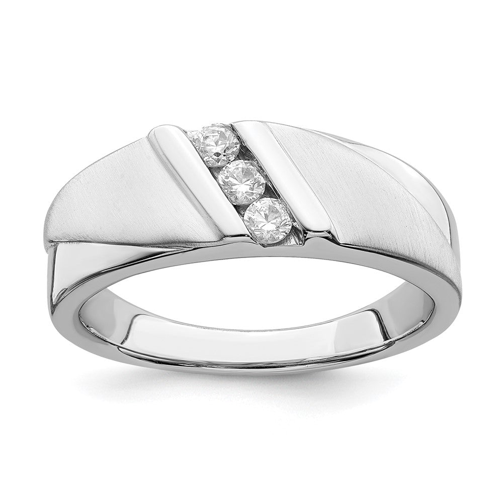 0.24ct. CZ Solid Real 14k White Gold Men's Wedding Band Ring