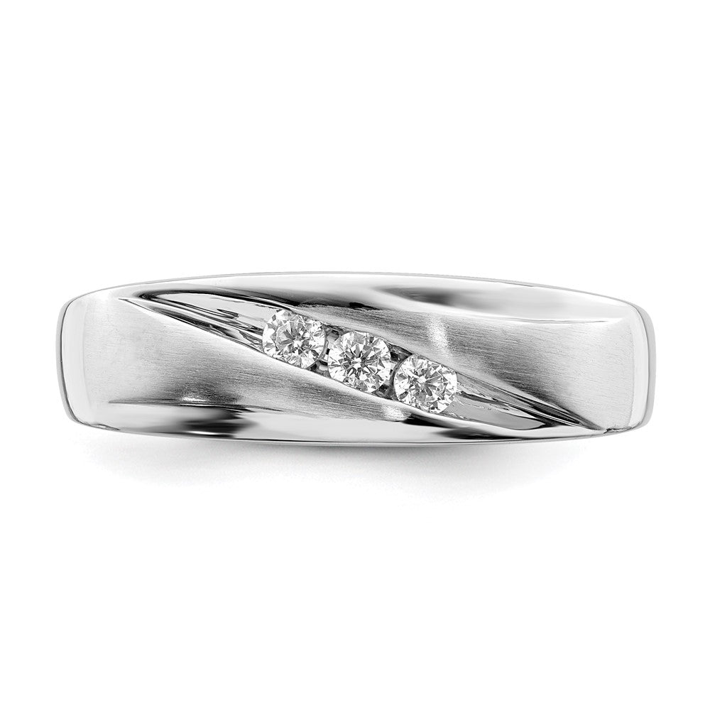 0.20ct. CZ Solid Real 14k White Gold Men's Bridal Wedding Band Ring