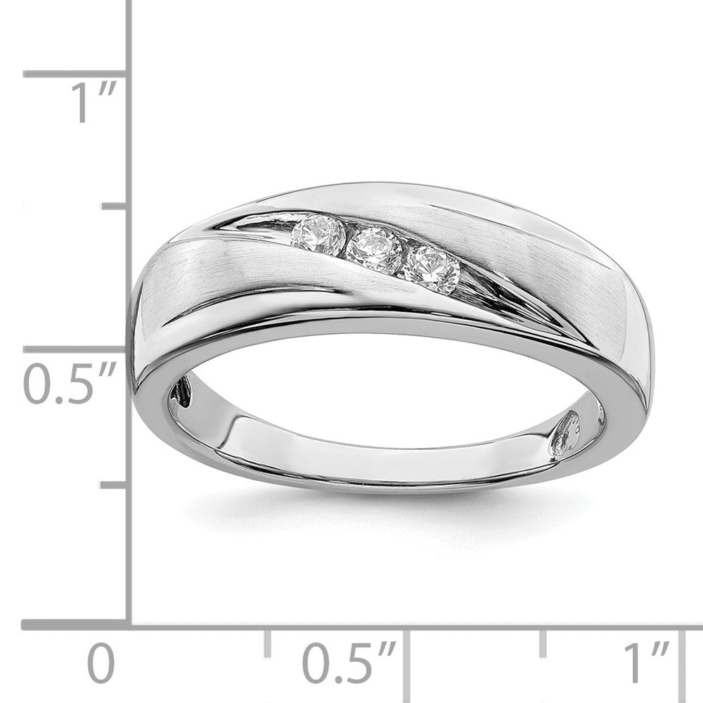 0.20ct. CZ Solid Real 14k White Gold Men's Bridal Wedding Band Ring