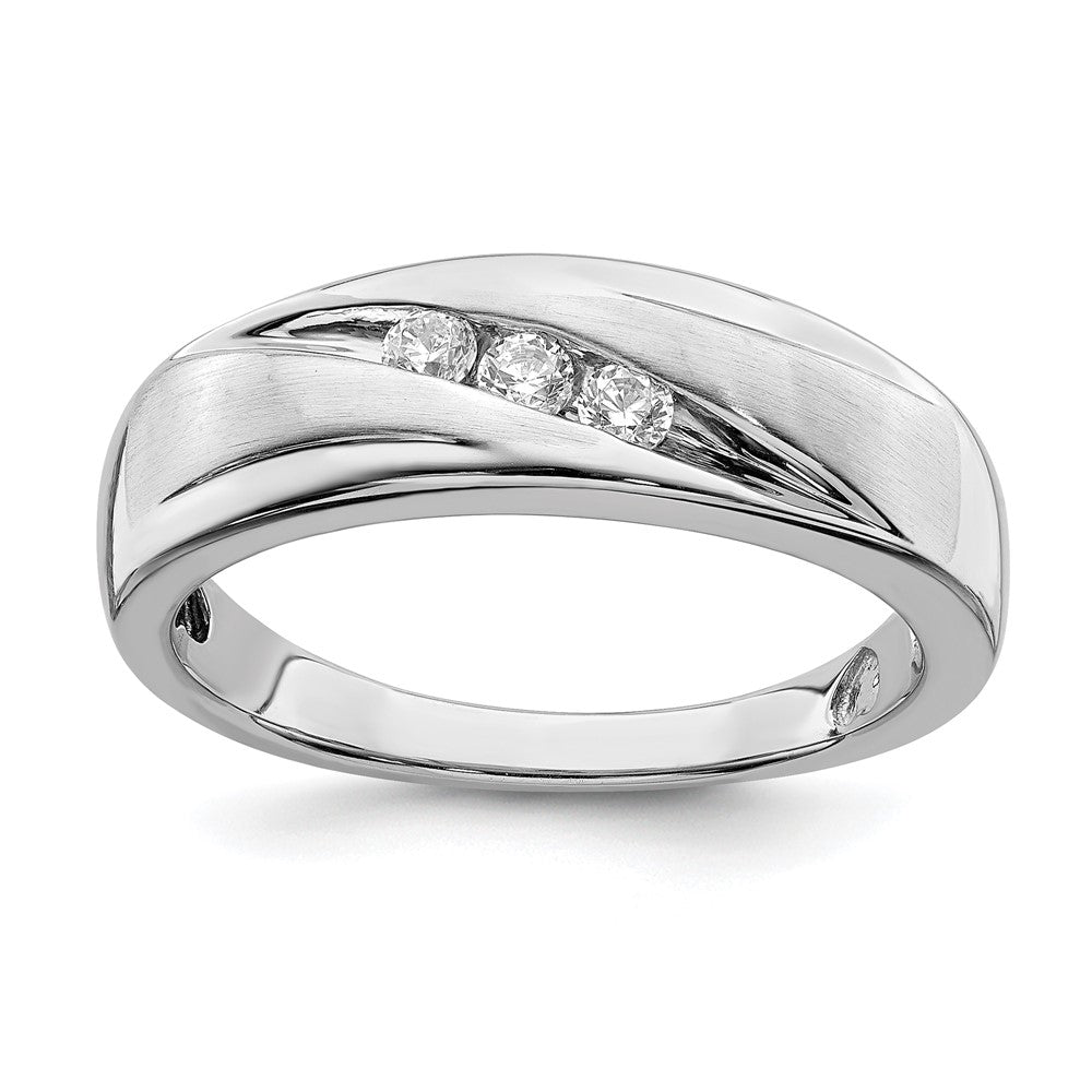 0.20ct. CZ Solid Real 14k White Gold Men's Bridal Wedding Band Ring