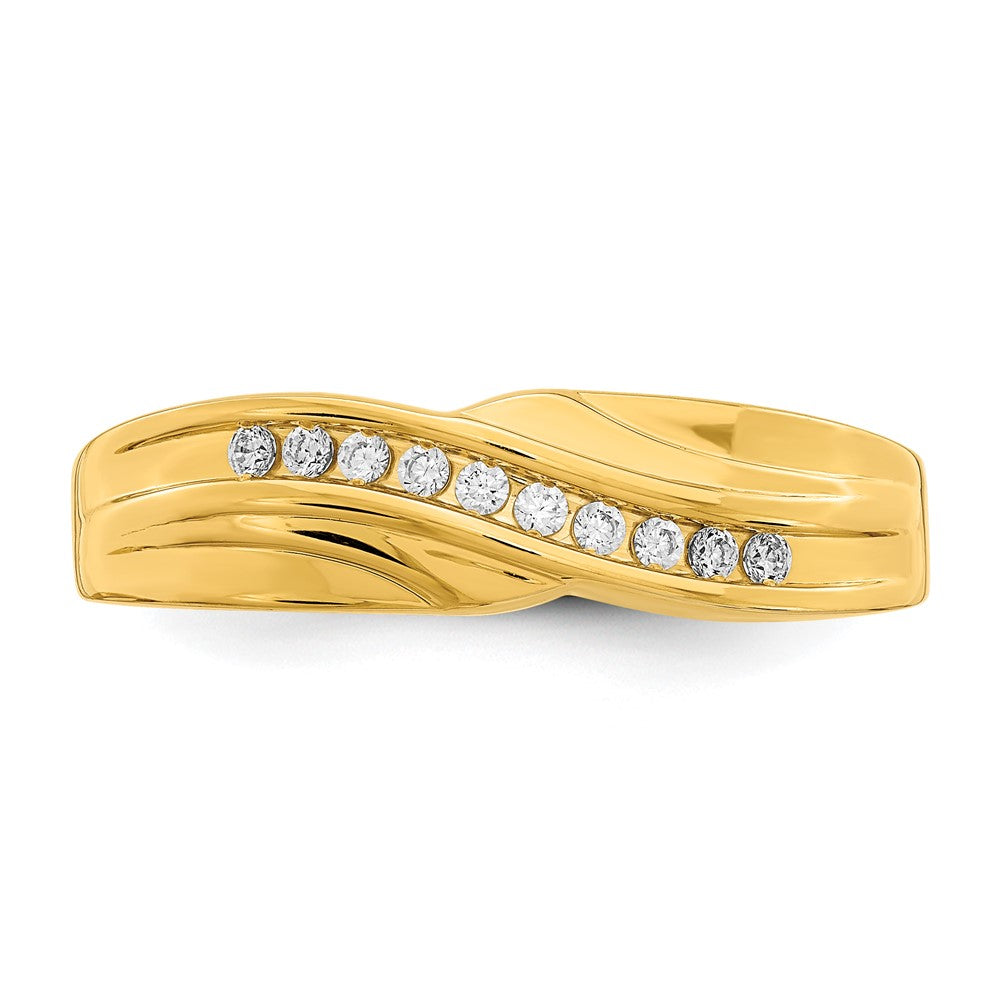 14K Yellow Gold Men's Real Diamond Bridal Band