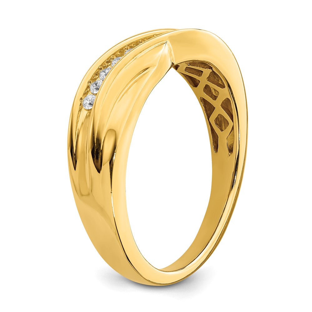 14K Yellow Gold Men's Real Diamond Bridal Band