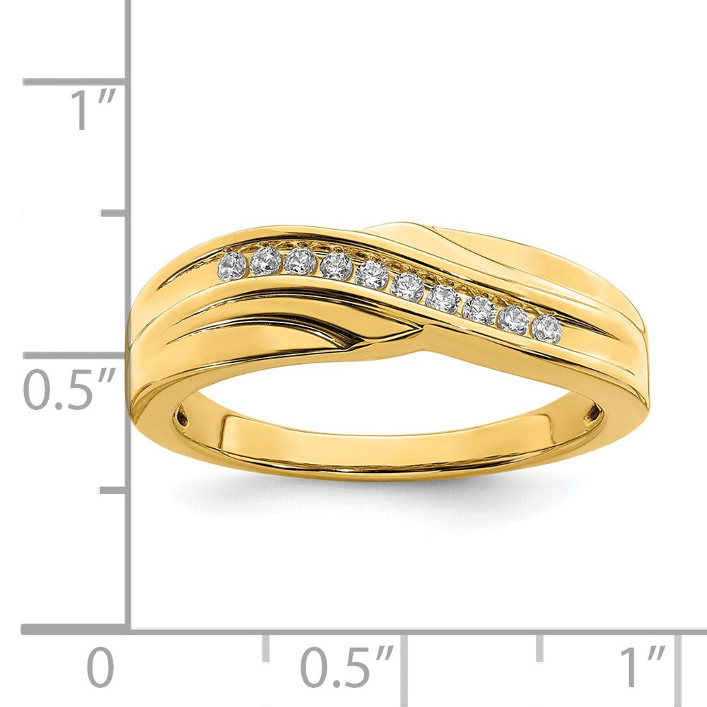 14K Yellow Gold Men's Real Diamond Bridal Band