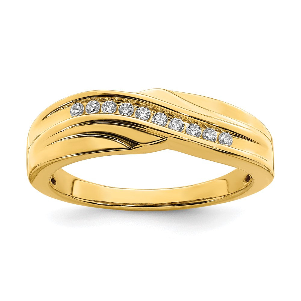 14K Yellow Gold Men's Real Diamond Bridal Band