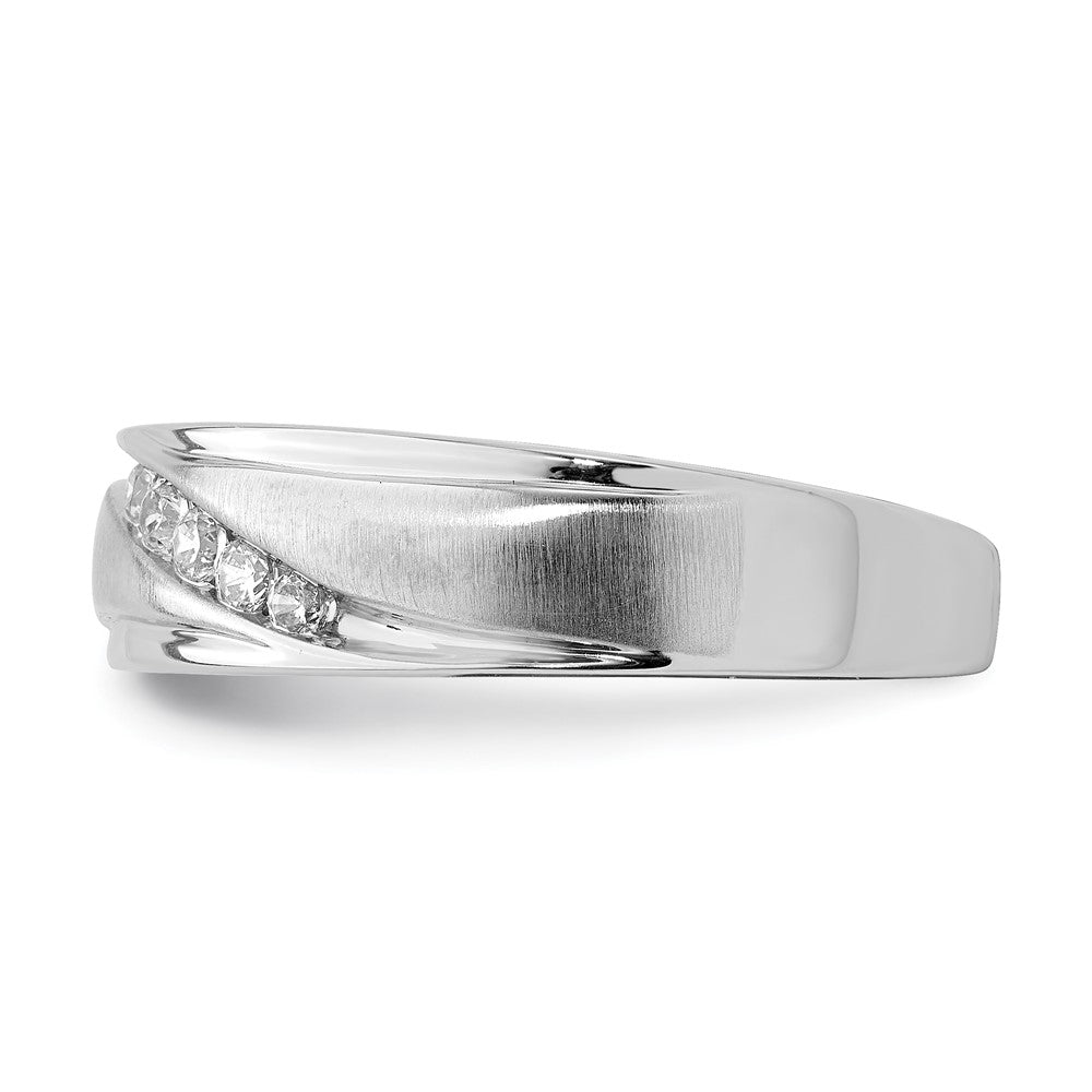 0.16ct. CZ Solid Real 14k White Gold Men's Wedding Band Ring