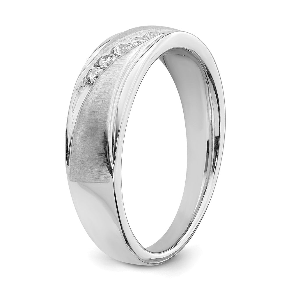 14k White Gold Men's Real Diamond Band