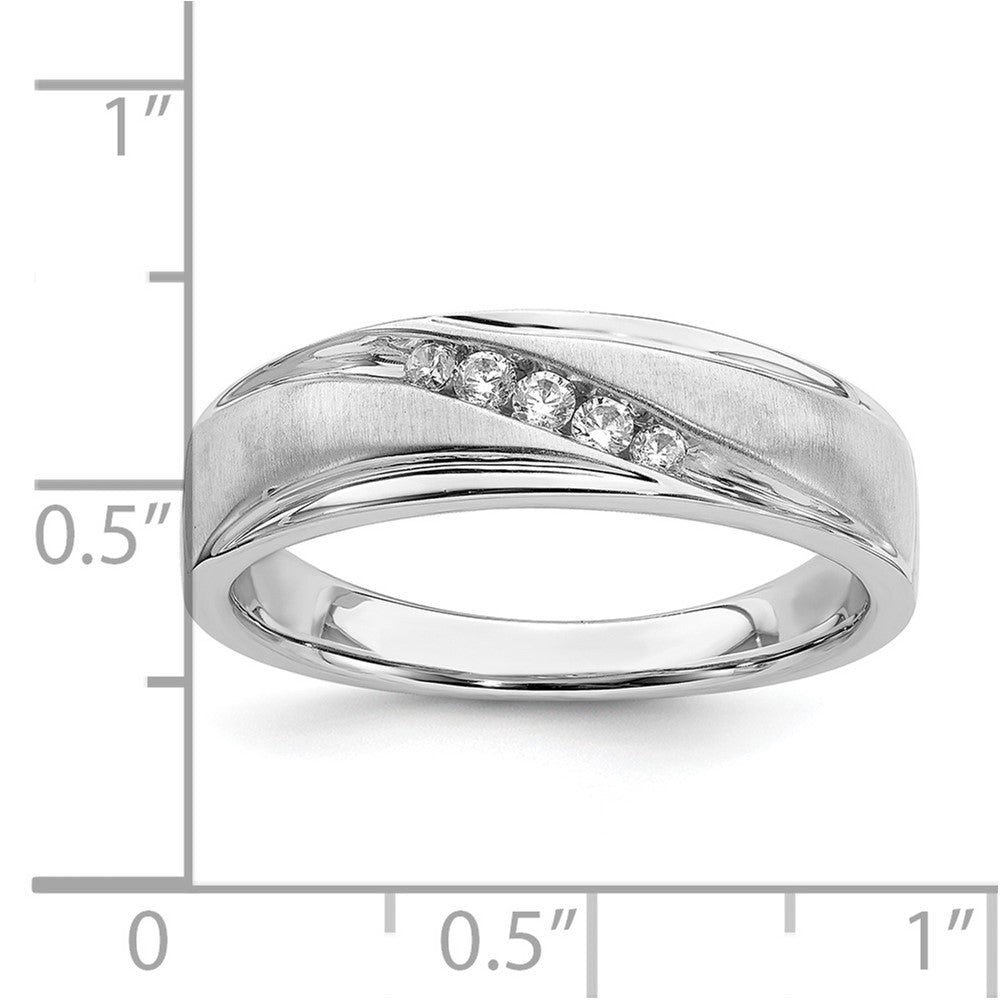 14k White Gold Men's Real Diamond Band