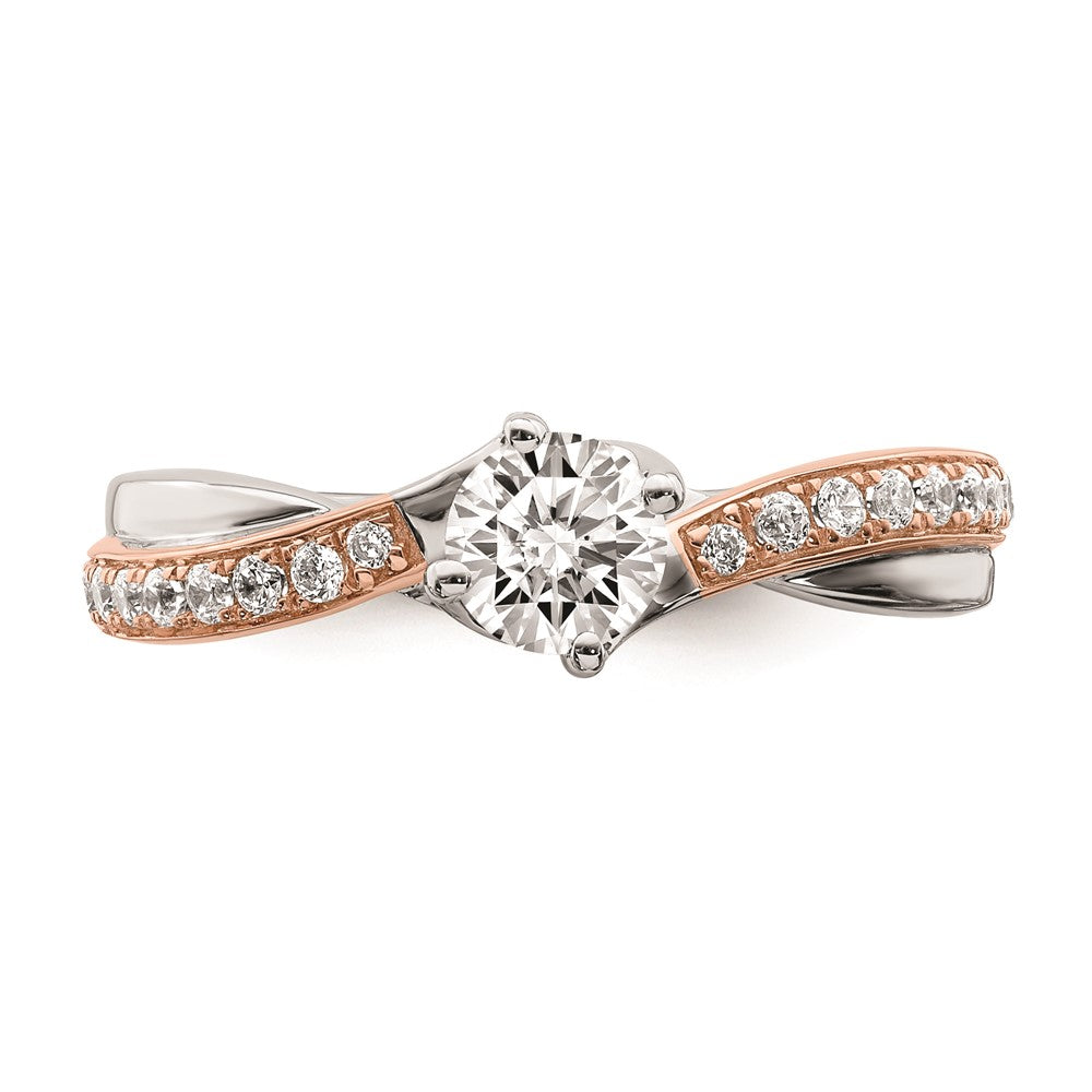 0.50ct. CZ Solid Real 14k White & Rose Gold Engagement Ring