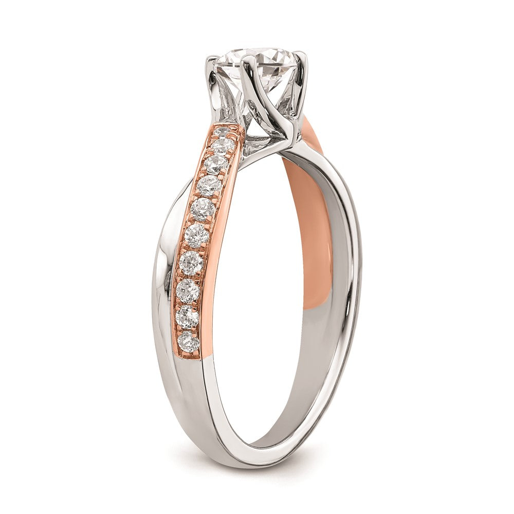 0.50ct. CZ Solid Real 14k White & Rose Gold Engagement Ring