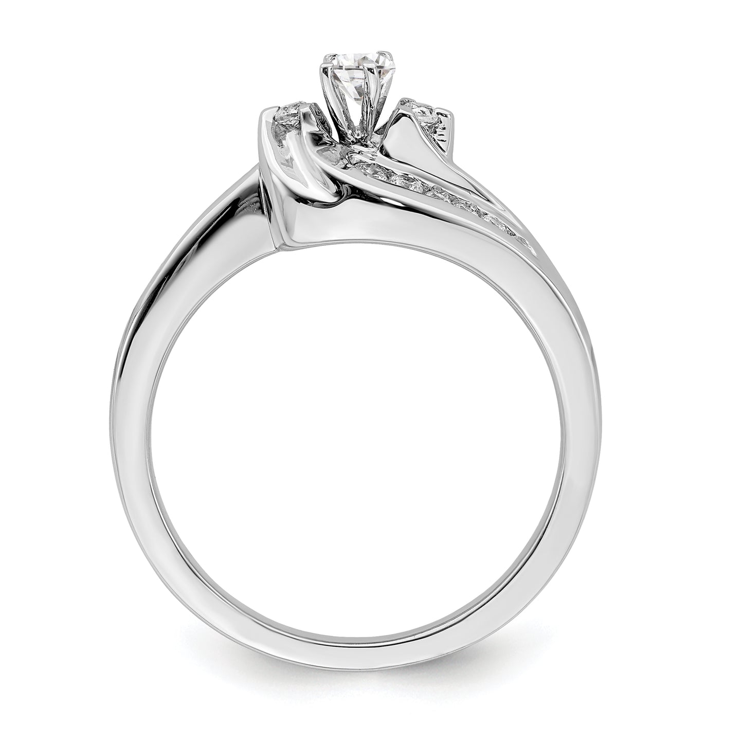 0.32ct. CZ Solid Real 14k White Gold Peg Set Engagement Ring