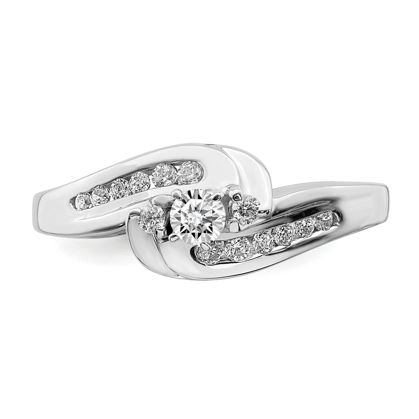 0.32ct. CZ Solid Real 14k White Gold Peg Set Engagement Ring