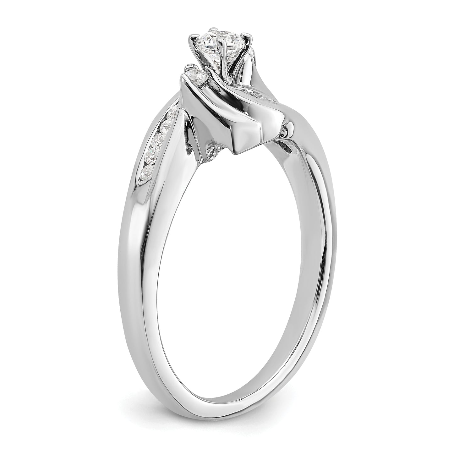 0.32ct. CZ Solid Real 14k White Gold Peg Set Engagement Ring