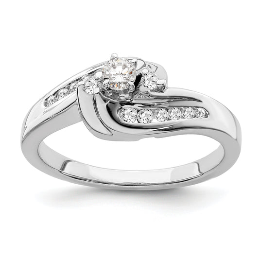 0.32ct. CZ Solid Real 14k White Gold Peg Set Engagement Ring