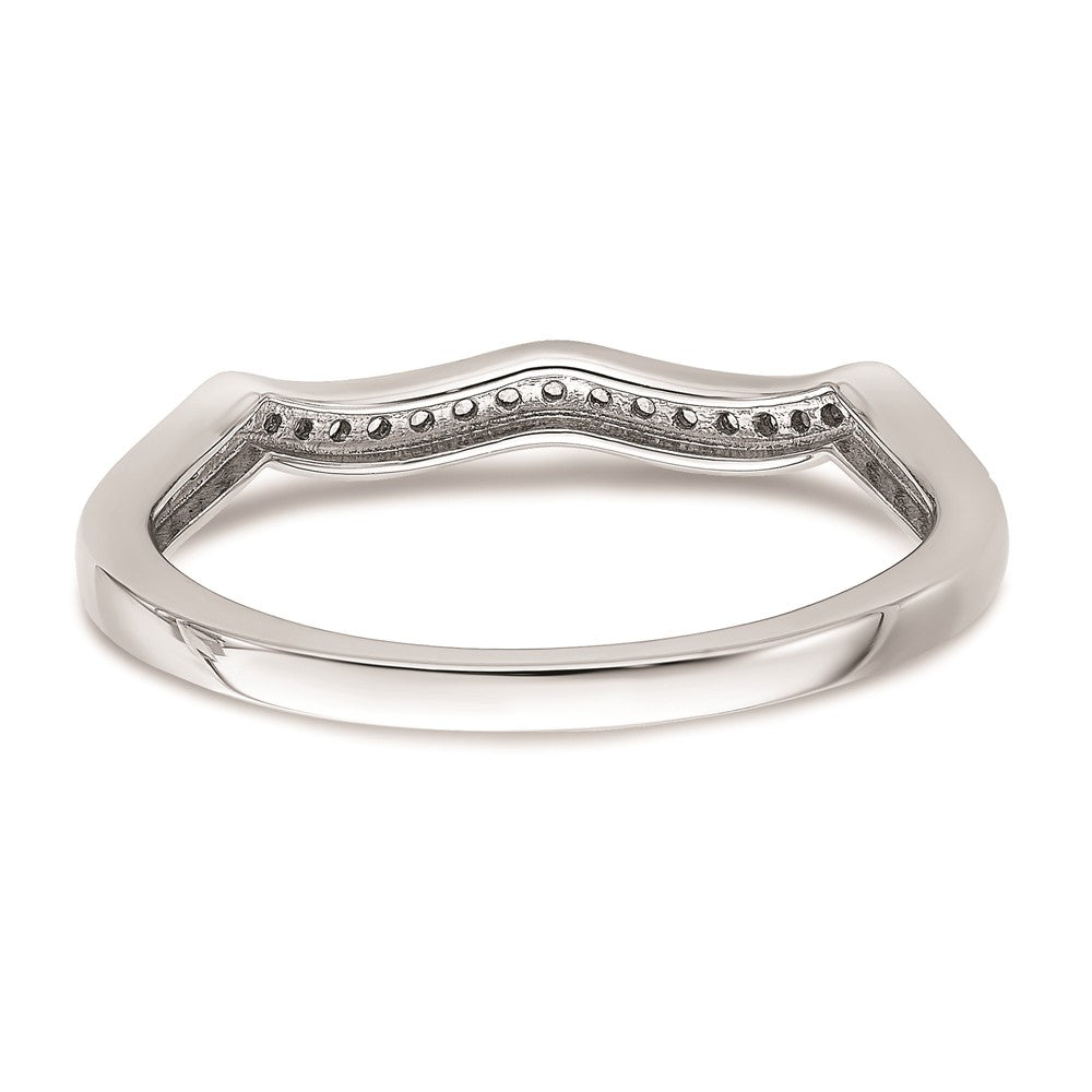 0.10ct. CZ Solid Real 14k White Gold Contoured Wedding Band Ring