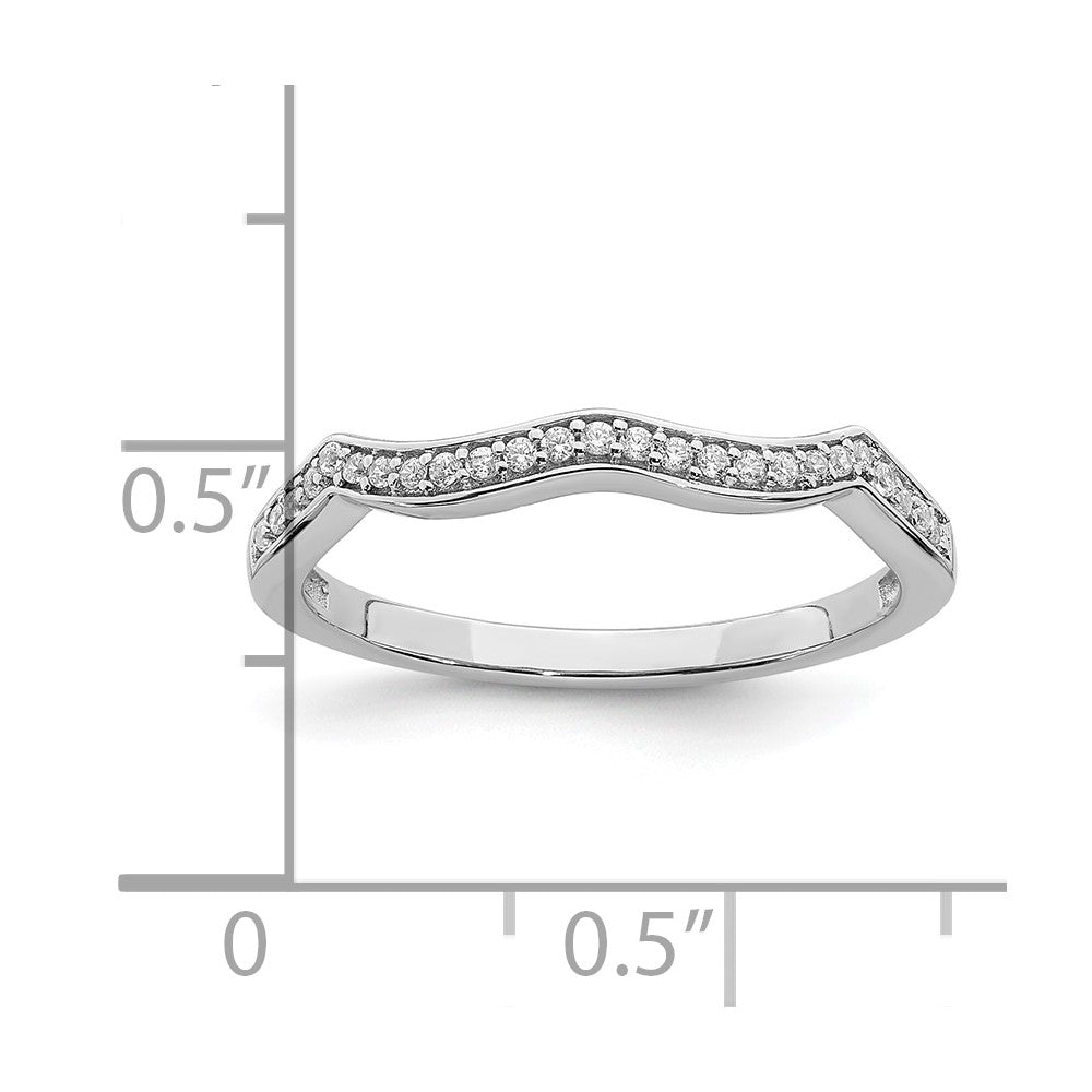 0.10ct. CZ Solid Real 14k White Gold Contoured Wedding Band Ring