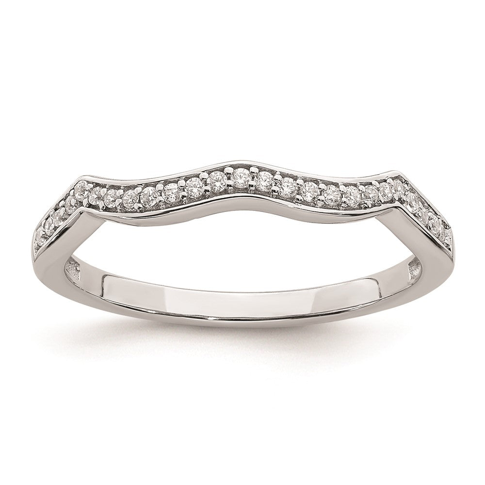 0.10ct. CZ Solid Real 14k White Gold Contoured Wedding Band Ring