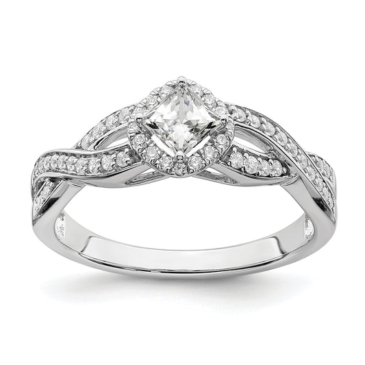 0.33ct. CZ Solid Real 14k White Gold Engagement Ring