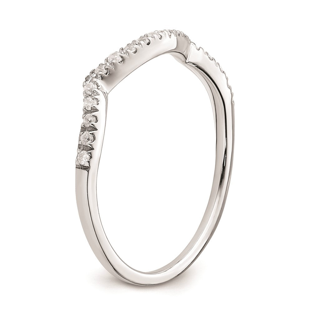 14k White Gold Contoured Real Diamond Band