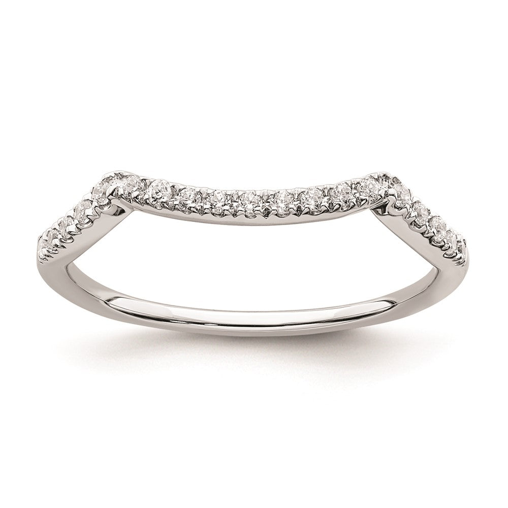 14k White Gold Contoured Real Diamond Band