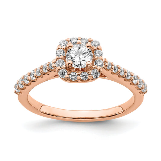 0.30ct. CZ Solid Real 14k Rose Gold Engagement Ring