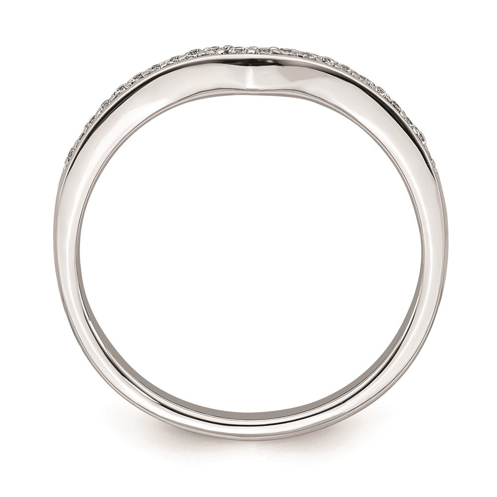 14k White Gold Contoured Real Diamond Band