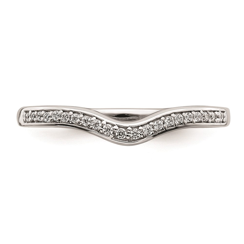 14k White Gold Contoured Real Diamond Band