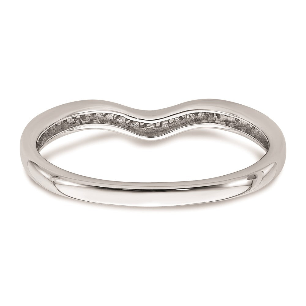 14k White Gold Contoured Real Diamond Band