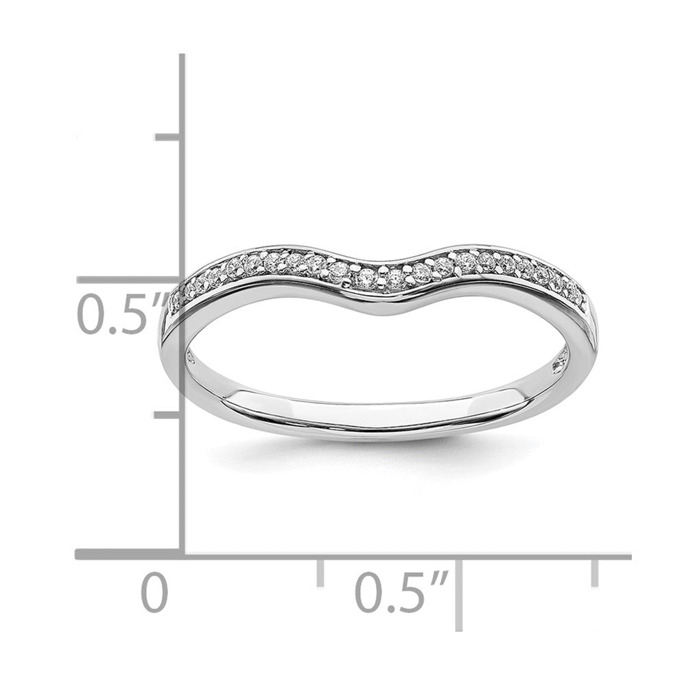 14k White Gold Contoured Real Diamond Band