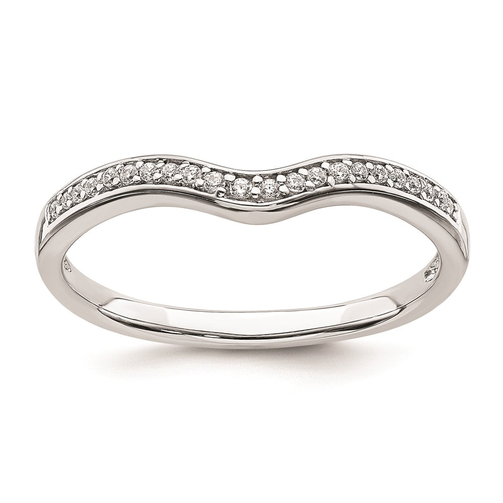 14k White Gold Contoured Real Diamond Band