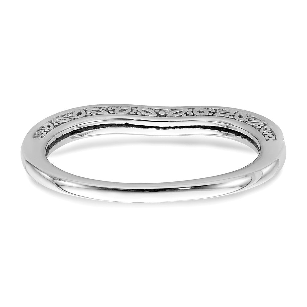 14k White Gold Contoured Real Diamond Band