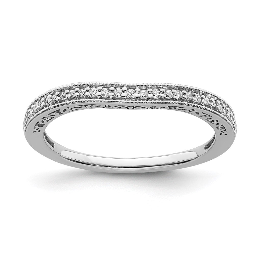 14k White Gold Contoured Real Diamond Band