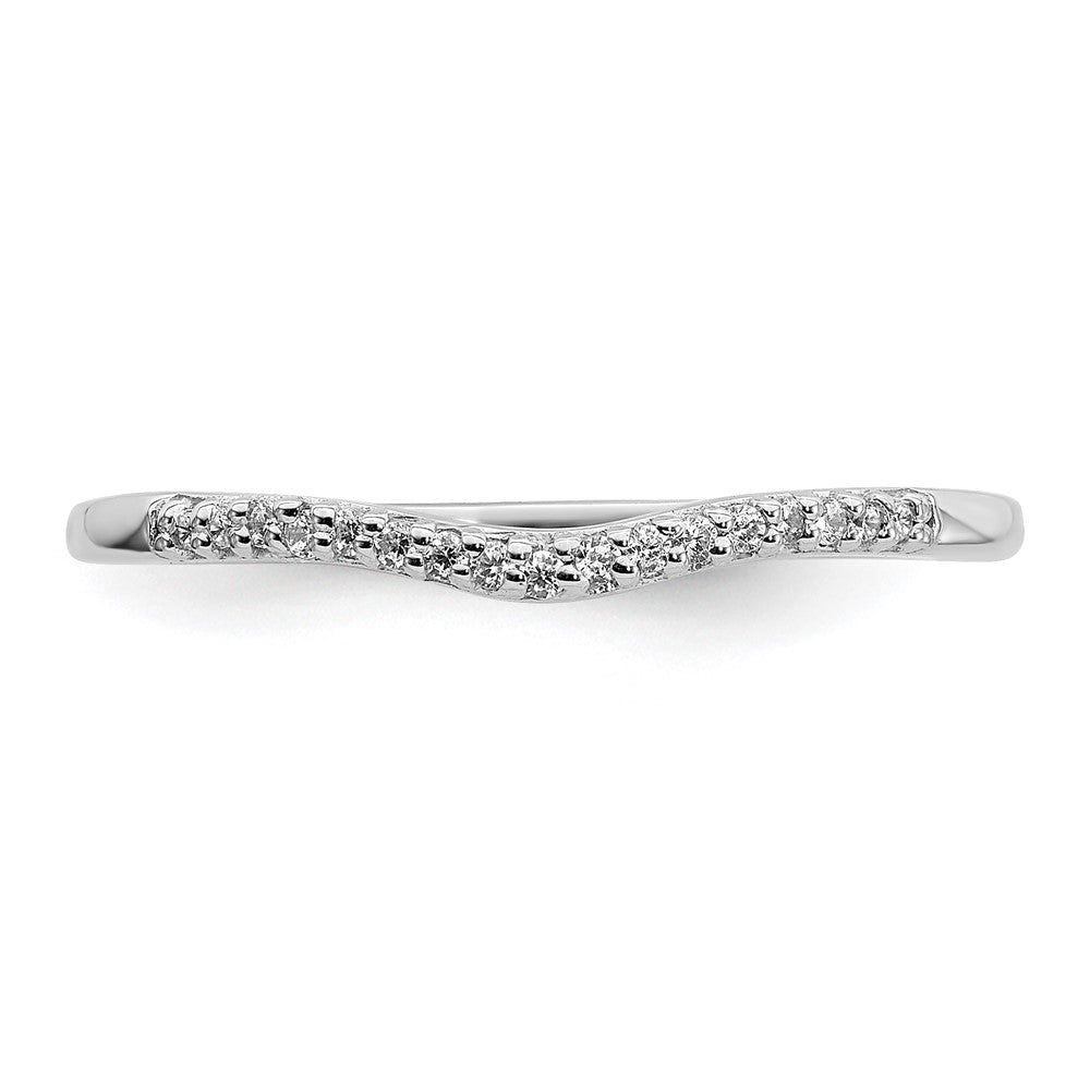 14k White Gold Contoured Real Diamond Band