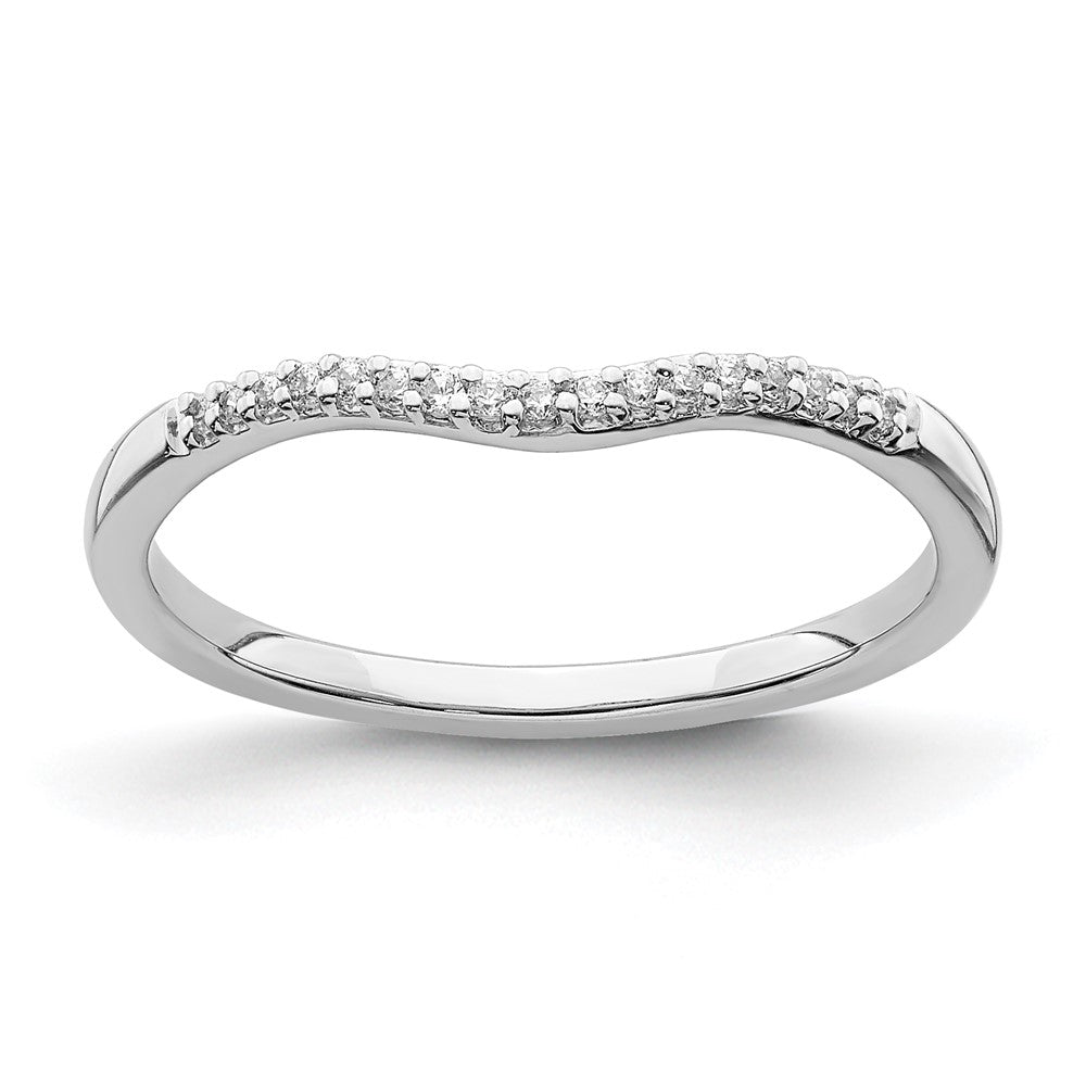 14k White Gold Contoured Real Diamond Band