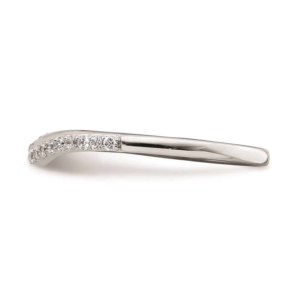 14k White Gold Contoured Real Diamond Band