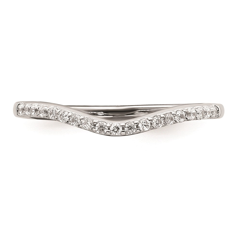 14k White Gold Contoured Real Diamond Band