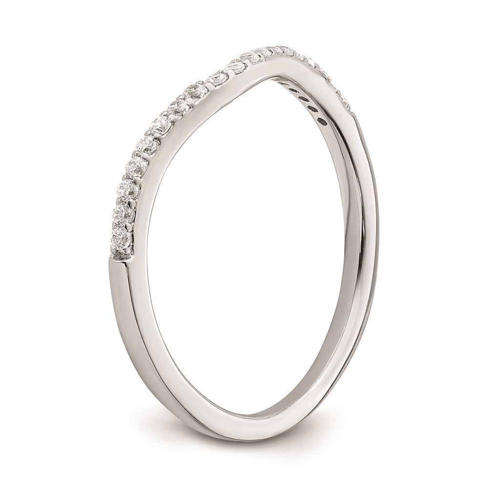 14k White Gold Contoured Real Diamond Band