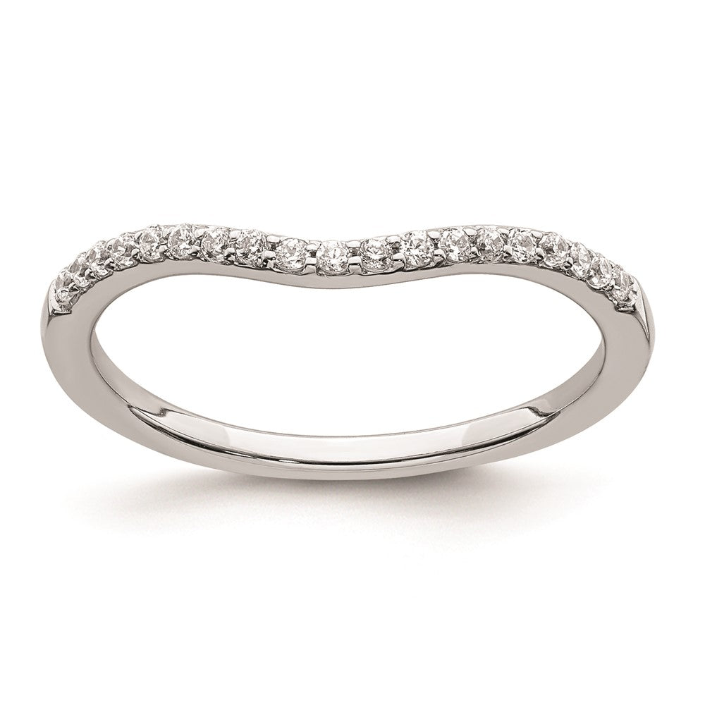 14k White Gold Contoured Real Diamond Band