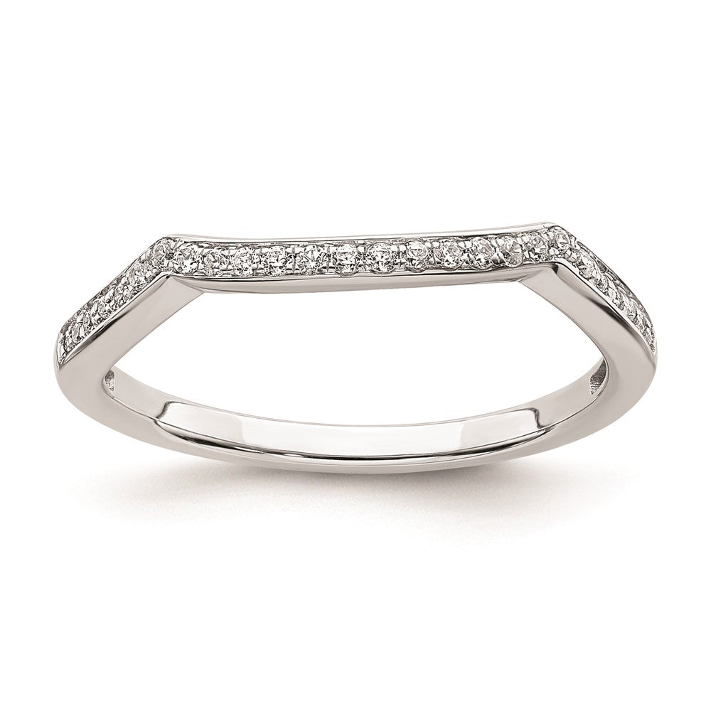 14k White Gold Contoured Real Diamond Band