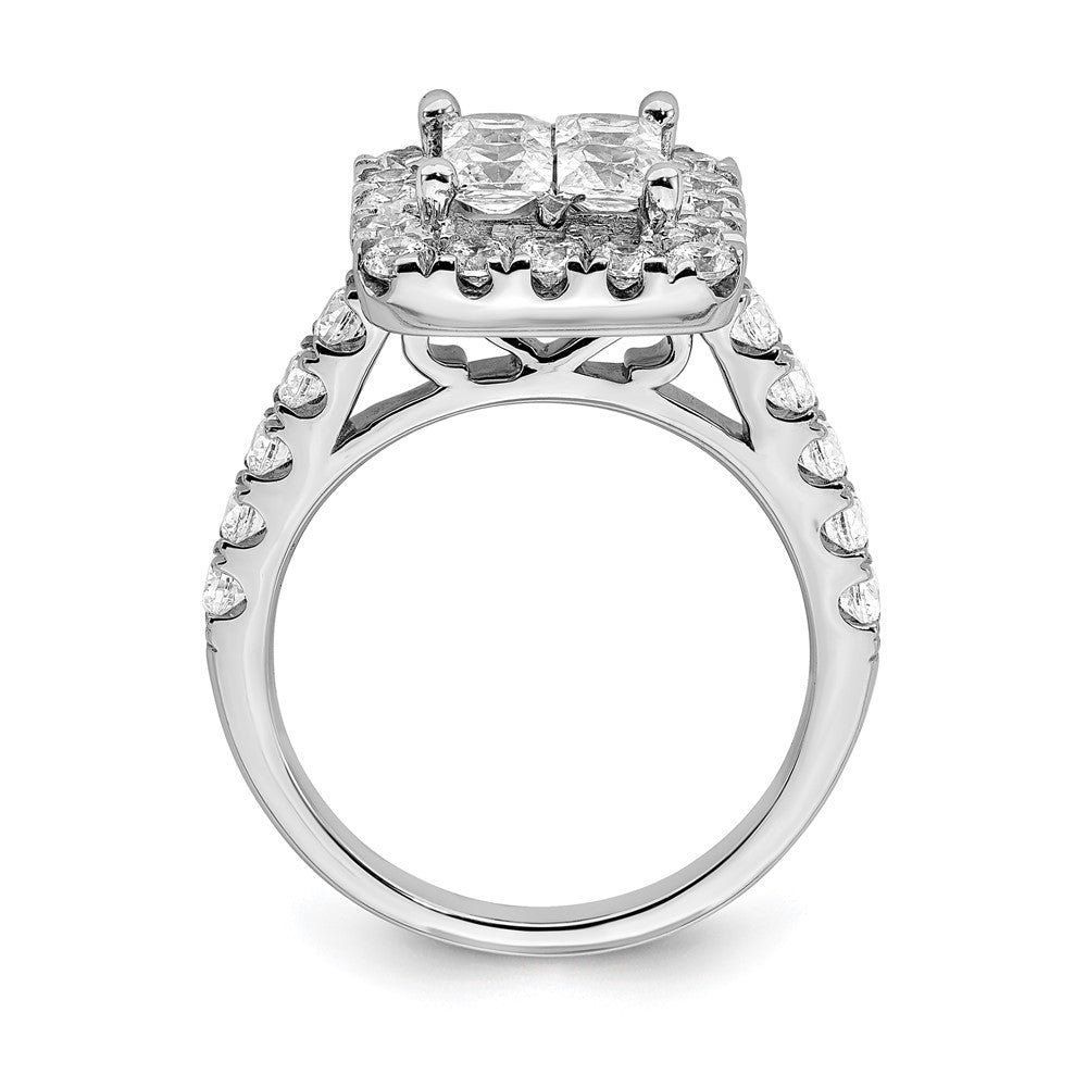 2.17ct. CZ Solid Real 14k White Gold Cluster CZ Engagement Ring