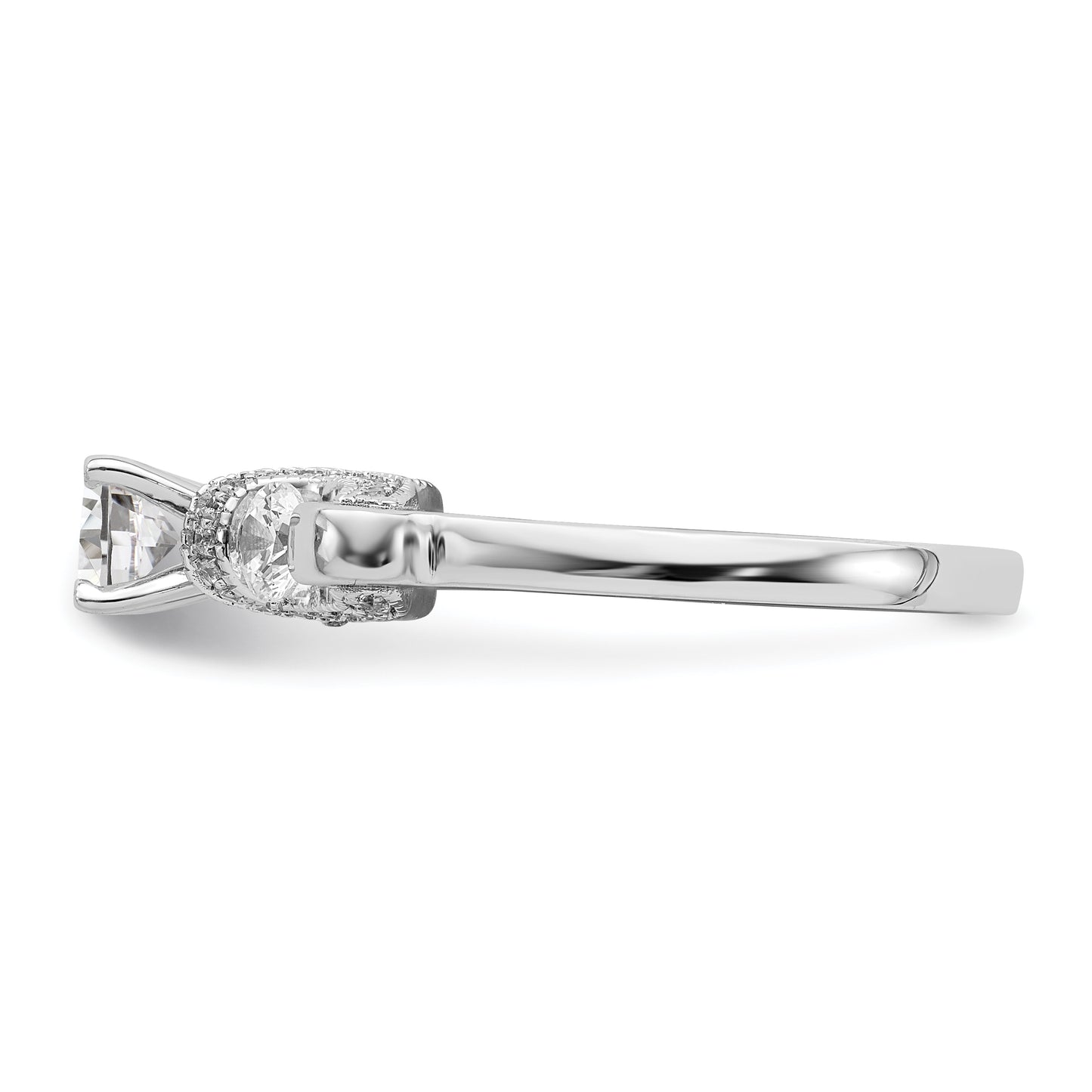 0.45ct. CZ Solid Real 14k White Gold Peg Set Engagement Ring