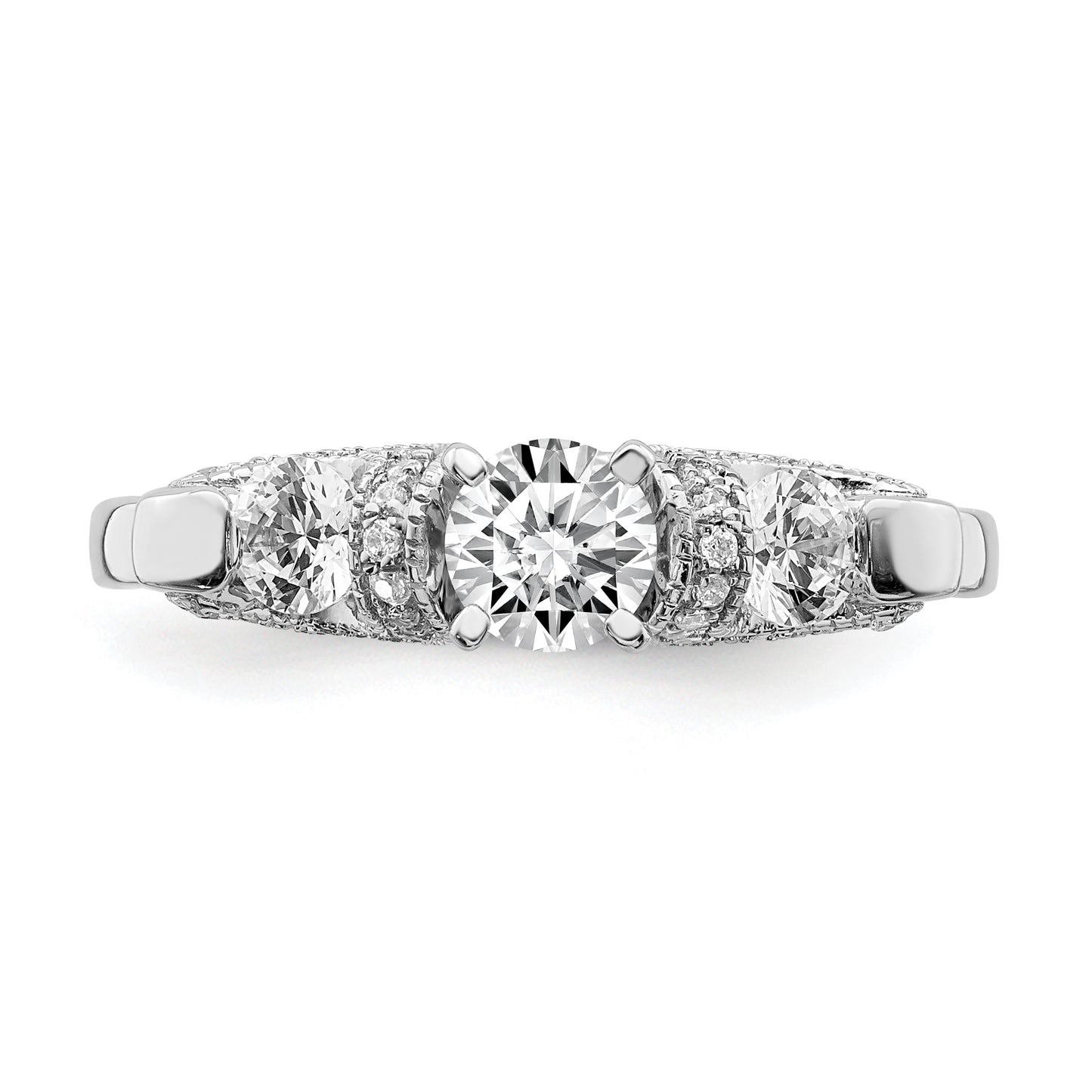 0.45ct. CZ Solid Real 14k White Gold Peg Set Engagement Ring