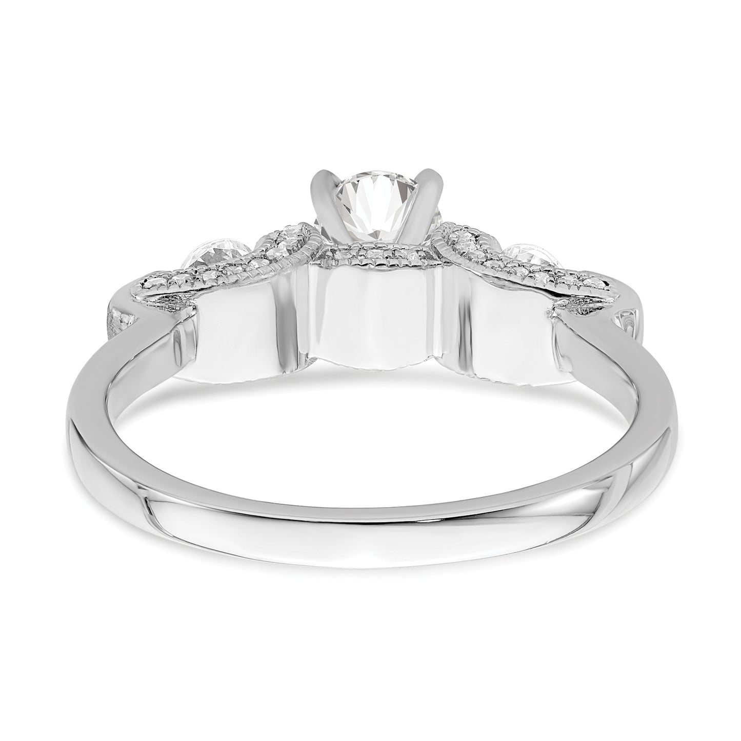 0.45ct. CZ Solid Real 14k White Gold Peg Set Engagement Ring