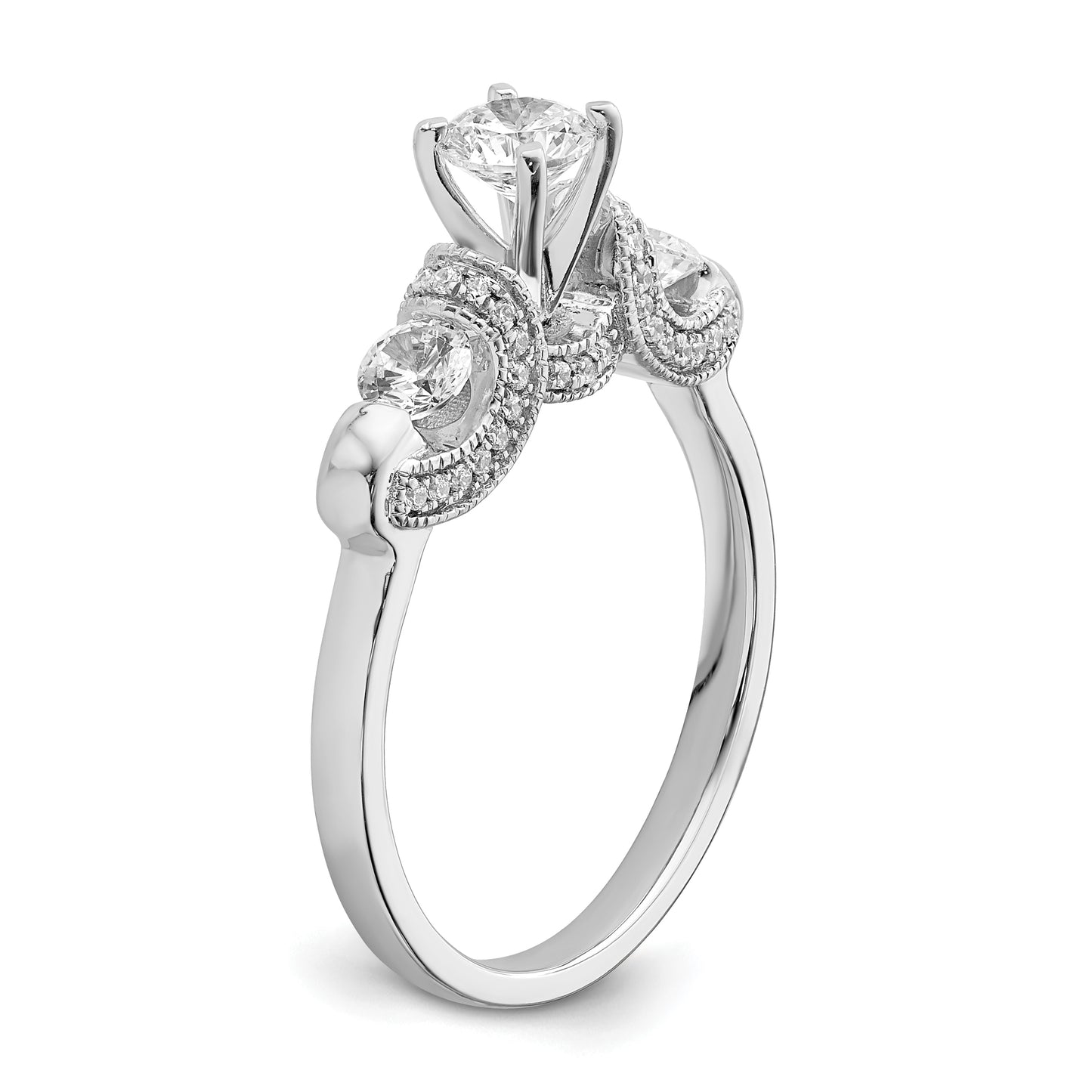 0.45ct. CZ Solid Real 14k White Gold Peg Set Engagement Ring