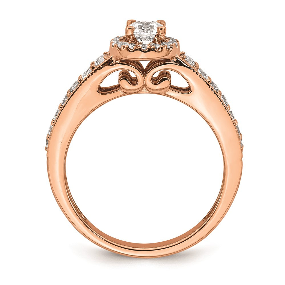 0.33ct. CZ Solid Real 14k Rose Gold Engagement Ring