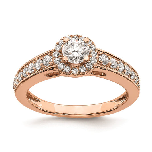 0.33ct. CZ Solid Real 14k Rose Gold Engagement Ring